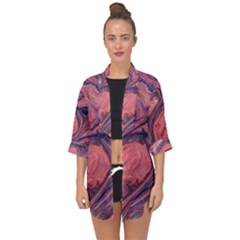 Abstract-colorful-painting-background-closeup Open Front Chiffon Kimono by Wegoenart