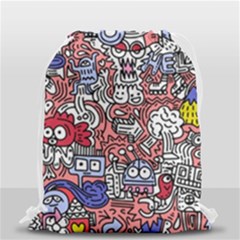 Hand-drawn-vector-illustration-doodle-funny-world-illustrator-line-tools-drawing-flat-design Drawstring Bag (small) by Wegoenart