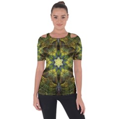 Fractal Fantasy Design Background Shoulder Cut Out Short Sleeve Top by Wegoenart