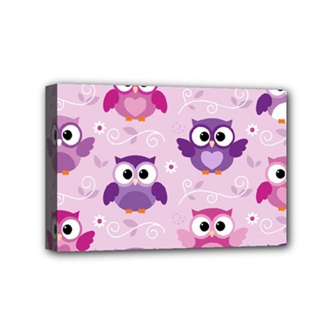 Seamless Cute Colourfull Owl Kids Pattern Mini Canvas 6  X 4  (stretched) by Wegoenart