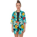 Pop Art Style Citrus Seamless Pattern Open Front Chiffon Kimono View1