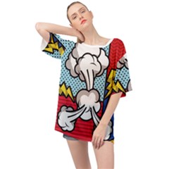 Rays Smoke Pop Art Style Vector Illustration Oversized Chiffon Top by Wegoenart