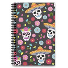 Day Dead Skull With Floral Ornament Flower Seamless Pattern 5 5  X 8 5  Notebook by Wegoenart