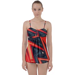 Graffiti Detail Wallpaper Texture Background Babydoll Tankini Set by Wegoenart