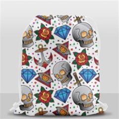 Full Color Flash Tattoo Patterns Drawstring Bag (small) by Wegoenart