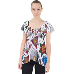 Full Color Flash Tattoo Patterns Lace Front Dolly Top by Wegoenart