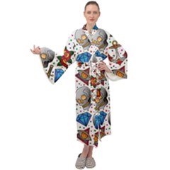 Full Color Flash Tattoo Patterns Maxi Velour Kimono by Wegoenart