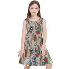Tattoo Pattern Kids  Skater Dress by Wegoenart