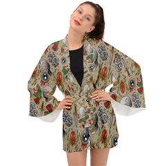 Tattoo Pattern Long Sleeve Kimono by Wegoenart