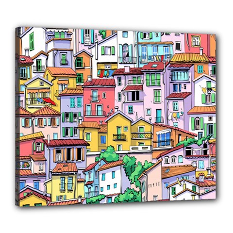 Menton Old Town France Canvas 24  X 20  (stretched) by Wegoenart