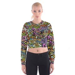Graffiti Word Seamless Pattern Cropped Sweatshirt by Wegoenart