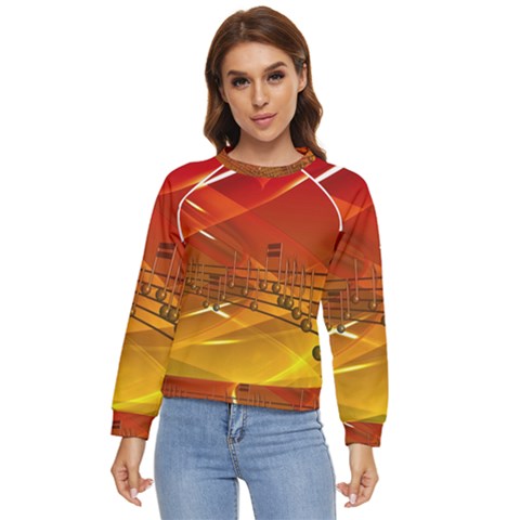 Music Notes Melody Note Sound Women s Long Sleeve Raglan Tee by Wegoenart