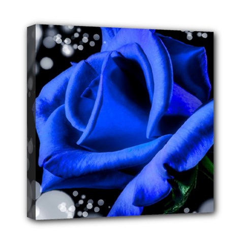 Blue Rose Bloom Blossom Mini Canvas 8  X 8  (stretched) by Wegoenart
