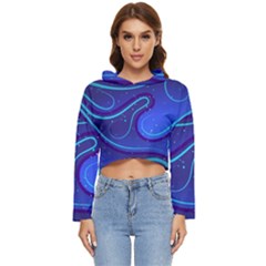 Wavy Abstract Blue Women s Lightweight Cropped Hoodie by Ravend
