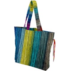 Line Rope Fiber Close Up Multicoloured Background Drawstring Tote Bag by Wegoenart