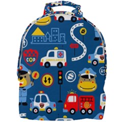 Car Cars Seamless Pattern Vector Rescue Team Cartoon Mini Full Print Backpack by Wegoenart