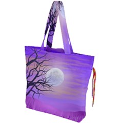 Abstract Nature Landscape Illustration Sky Clouds Drawstring Tote Bag by Wegoenart