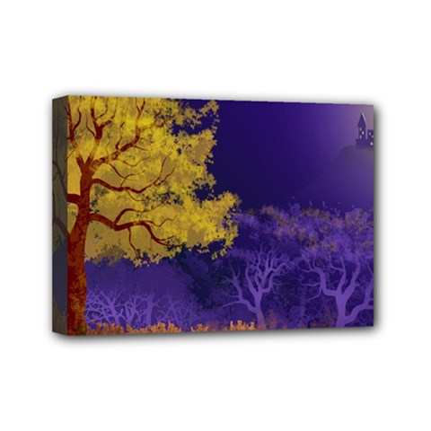 Landscape Illustration Night Light Mini Canvas 7  X 5  (stretched) by Wegoenart