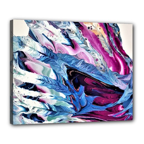 Feathers Canvas 20  X 16  (stretched) by kaleidomarblingart