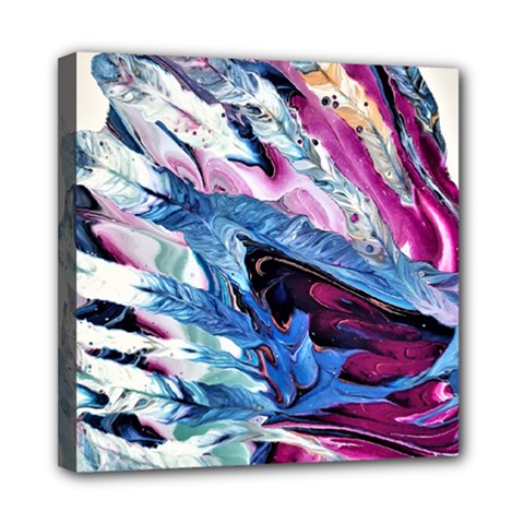 Feathers Mini Canvas 8  X 8  (stretched) by kaleidomarblingart