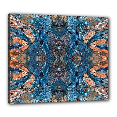 Lapislazuli Arabesque  Canvas 24  X 20  (stretched) by kaleidomarblingart
