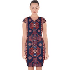 Armenian Old Carpet  Capsleeve Drawstring Dress  by Gohar