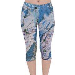 Map Zermatt The Alps Matterhorn Switzerland Mountain Nature Velvet Capri Leggings  by Wegoenart