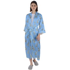 Gold Anchors Long Live   Maxi Satin Kimono by ConteMonfrey