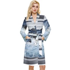 Gray Washing Machine Illustration Long Sleeve Velour Robe by Jancukart