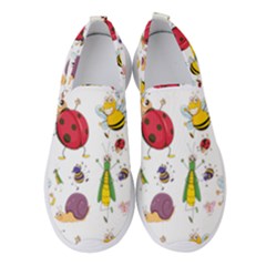 Cute Cartoon Insects Seamless Background Women s Slip On Sneakers by Jancukart