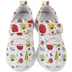 Cute Cartoon Insects Seamless Background Kids  Velcro Strap Shoes by Jancukart