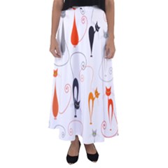 Cartoon Cat Seamless Pattern Graphic Flared Maxi Skirt by Jancukart