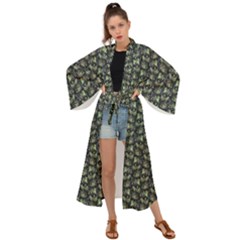 Robot Skull Extreme Close Up Maxi Kimono by dflcprintsclothing