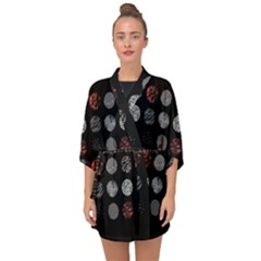 Black And Multicolored Polka Dot Wallpaper Artwork Digital Art Half Sleeve Chiffon Kimono by danenraven