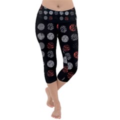 Black And Multicolored Polka Dot Wallpaper Artwork Digital Art Lightweight Velour Capri Yoga Leggings by danenraven