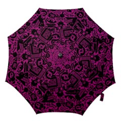 Pink And Black Logo Illustration Hook Handle Umbrellas (large) by danenraven