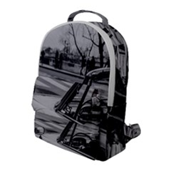 Convertible Classic Car At Paris Street Flap Pocket Backpack (large) by dflcprintsclothing