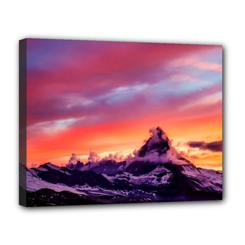Matterhorn Mountains Sunset Dusk Snow Winter Canvas 14  X 11  (stretched) by danenraven