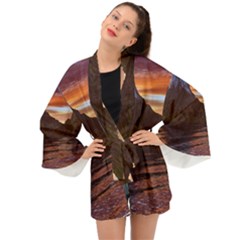 Sunset Island Tropical Sea Ocean Water Travel Long Sleeve Kimono by danenraven