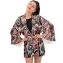 Indonesia Bali Batik Fabric Impression Patterns Long Sleeve Kimono View1