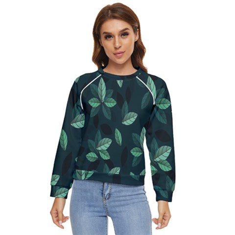 Leaves Pattern Women s Long Sleeve Raglan Tee by artworkshop