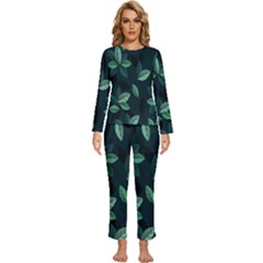 Leaves Pattern Womens  Long Sleeve Lightweight Pajamas Set by artworkshop