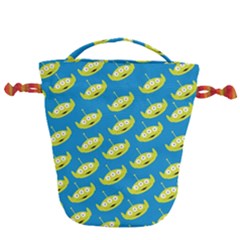 Pattern Aliens Drawstring Bucket Bag by artworkshop