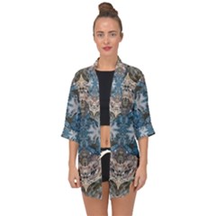 Turquoise Symmetry Open Front Chiffon Kimono by kaleidomarblingart