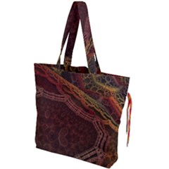 Fractal Pattern Geometric Pattern Disintegration Drawstring Tote Bag by Ravend