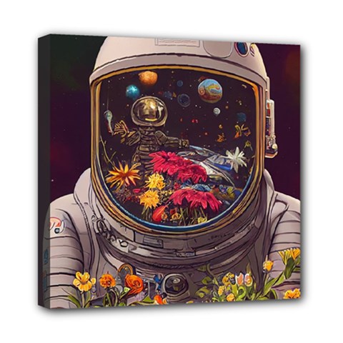 Astronaut Universe Planting Flowers Cosmos Jpg Mini Canvas 8  X 8  (stretched) by Pakemis