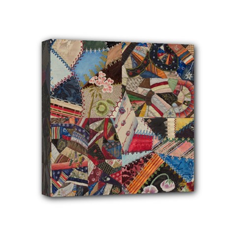 Background Embroidery Pattern Stitches Abstract Mini Canvas 4  X 4  (stretched) by Pakemis