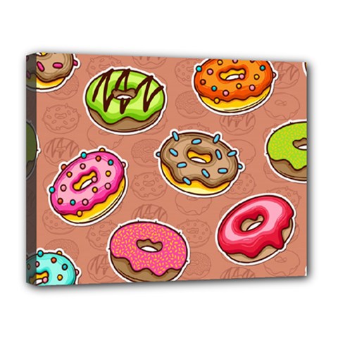Doughnut Doodle Colorful Seamless Pattern Canvas 14  X 11  (stretched) by Pakemis