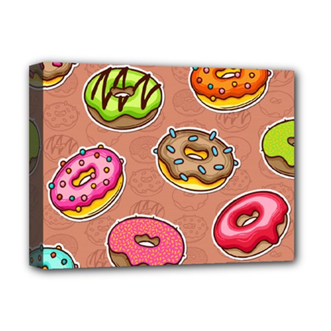Doughnut Doodle Colorful Seamless Pattern Deluxe Canvas 16  X 12  (stretched)  by Pakemis