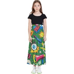 Pop Art Colorful Seamless Pattern Kids  Flared Maxi Skirt by Pakemis
